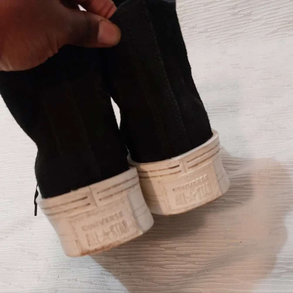 Black High-Top Platform Sneakers with White Toe and Sole - Picture 7 of 10